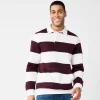 Men's Sonoma Goods For Life® Striped Fleece Rugby Pullover -Outdoor Clothing Sales 5589033 Plum Stripe