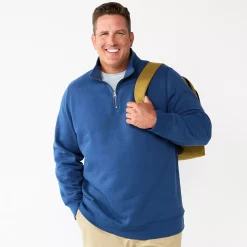 Big & Tall Sonoma Goods For Life® Quarter-Zip Fleece -Outdoor Clothing Sales 5591255 Blue Solid