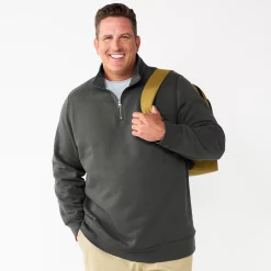 Big & Tall Sonoma Goods For Life® Quarter-Zip Fleece -Outdoor Clothing Sales 5591255 Gray Solid