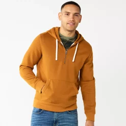 Men's Sonoma Goods For Life® Quarter-Zip Hoodie -Outdoor Clothing Sales 5595318 Rust