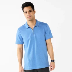 Men's Apt. 9® Tipped Zipper Polo -Outdoor Clothing Sales 5617034 Blue