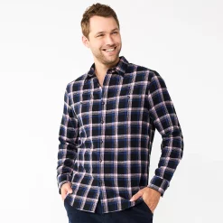 Men's Sonoma Goods For Life® Flannel Button-Down Shirt -Outdoor Clothing Sales 5624605 Pink Black Plaid