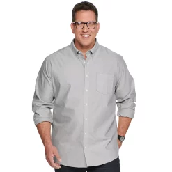 Big & Tall Sonoma Goods For Life® Perfect Length Button-Down Shirt -Outdoor Clothing Sales 5640498 Gray