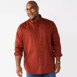 Big & Tall Sonoma Goods For Life® Perfect Length Button-Down Shirt -Outdoor Clothing Sales 5640498 Sienna