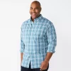 Big & Tall Sonoma Goods For Life® Perfect Length Button-Down Shirt -Outdoor Clothing Sales 5640498 Window Blue Plaid