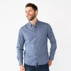 Men's Sonoma Goods For Life® Perfect-Length Button-Down Shirt 16 Men's Sonoma Goods For Life® Perfect-Length Button-Down Shirt -Outdoor Clothing Sales 5642085 Gray Gingham