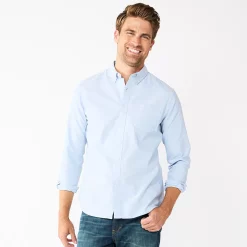 Men's Sonoma Goods For Life® Slim Perfect-Length Button-Down Shirt -Outdoor Clothing Sales 5642086 Blue Oxford