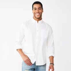 Men's Sonoma Goods For Life® Slim Perfect-Length Button-Down Shirt -Outdoor Clothing Sales 5642086 Modern White Oxford