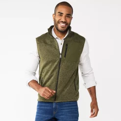 Men's Sonoma Goods For Life® Fleece Vest -Outdoor Clothing Sales 5644434 Favian Olive