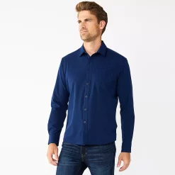 Men's Apt. 9® Athleisure Untucked-Fit Tech Shirt -Outdoor Clothing Sales 5660049 Blue Beauty