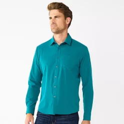 Men's Apt. 9® Athleisure Untucked-Fit Tech Shirt -Outdoor Clothing Sales 5660049 Enchanted Blue