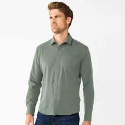 Men's Apt. 9® Athleisure Untucked-Fit Tech Shirt -Outdoor Clothing Sales 5660049 Sage Green