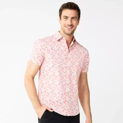Men's Apt. 9® Slim-Fit Untucked Design Button-Down Tech Shirt -Outdoor Clothing Sales 5666586 Pink Icing