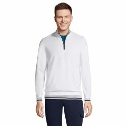 Men's Lands' End Comfort First Mesh Quarter-Zip Top -Outdoor Clothing Sales 5684540 White