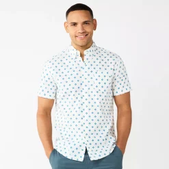 Men's Sonoma Goods For Life® Perfect-Length Button-Down Shirt -Outdoor Clothing Sales 5690253 Blue Cream Geo