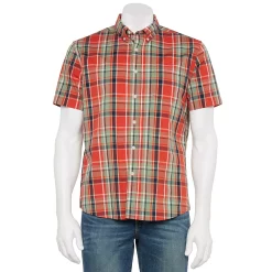 Men's Sonoma Goods For Life® Perfect-Length Button-Down Shirt -Outdoor Clothing Sales 5690253 Coral Plaid