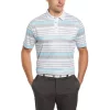 Men's Grand Slam Textured Stripe Printed Golf Polo -Outdoor Clothing Sales 5691389 Bright White