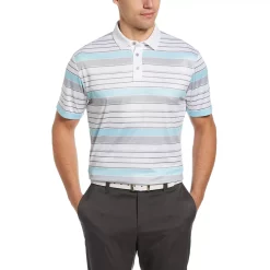 Men's Grand Slam Textured Stripe Printed Golf Polo