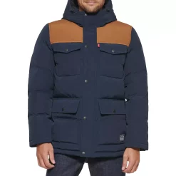 Men's Levi's® Four Pocket Hooded Parka -Outdoor Clothing Sales 5697512 Navy Worker Brown