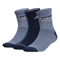 Adidas Men's Blocked Linear II 3-Pack Quarter Socks -Outdoor Clothing Sales 5720070 Steel Blue Navy