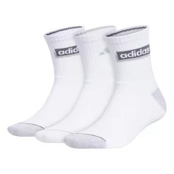 Adidas Men's Blocked Linear II 3-Pack Quarter Socks -Outdoor Clothing Sales 5720070 White Gray