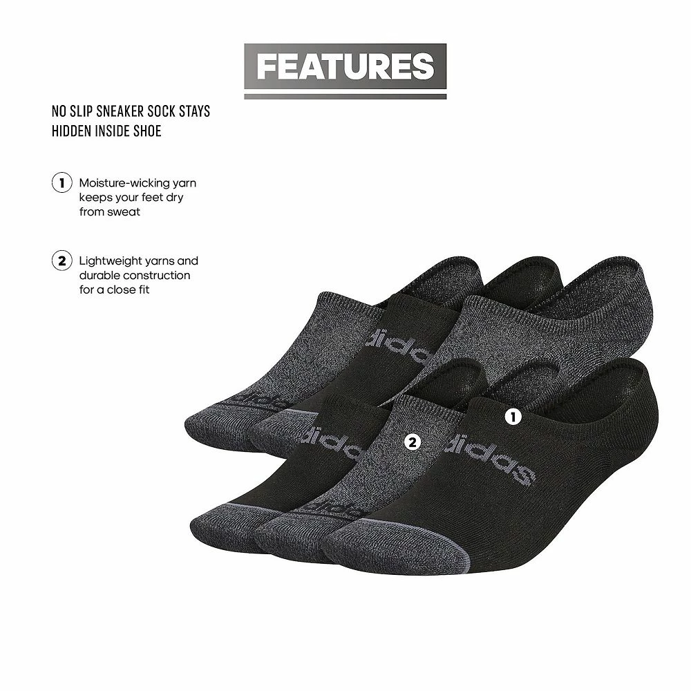Men's adidas 6-Pack Linear Superlite III Super No-Show Socks 5 Men's adidas 6-Pack Linear Superlite III Super No-Show Socks - Image 3