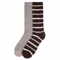Men's ClimateSmart by Cuddl Duds 2-Pack Skinny Stripe Cozy Crew Socks -Outdoor Clothing Sales 5734101 ALT