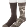 Men's ClimateSmart by Cuddl Duds 2-Pack Moose Stripe Crew Socks -Outdoor Clothing Sales 5734122 Java