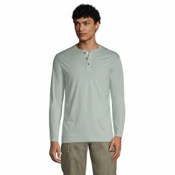 Big & Tall Lands' End Supima Jersey Henley -Outdoor Clothing Sales 5743496 Baltic Teal