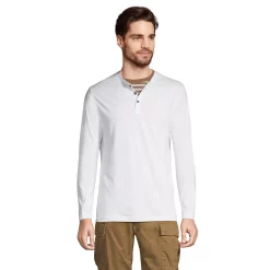 Big & Tall Lands' End Supima Jersey Henley -Outdoor Clothing Sales 5743496 White