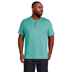Big & Tall Lands' End Supima Cotton Henley Tee -Outdoor Clothing Sales 5743498 Teal Shadow