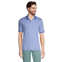 Big & Tall Lands' End Jacquard Super Soft Supima Polo -Outdoor Clothing Sales 5743500 Blue White Stripe