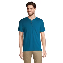 Big & Tall Lands' End Supima Jersey Henley -Outdoor Clothing Sales 5743659 Baltic Teal