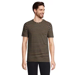 Men's Lands' End Linen Tee -Outdoor Clothing Sales 5747113 Black Camel Stripe
