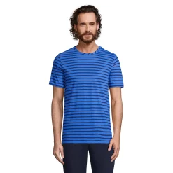 Men's Lands' End Linen Tee -Outdoor Clothing Sales 5747113 Blue Navy Stripe