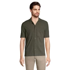 Men's Lands' End Linen Tee -Outdoor Clothing Sales 5747113 Forest Moss