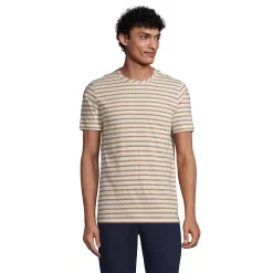 Men's Lands' End Linen Tee -Outdoor Clothing Sales 5747113 Ivory Camel Stripe