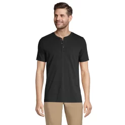 Men's Lands' End Supima Jersey Henley Top -Outdoor Clothing Sales 5747114 Black