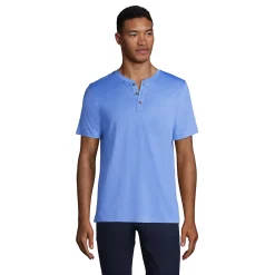 Men's Lands' End Supima Jersey Henley Top -Outdoor Clothing Sales 5747114 Chicory Blue