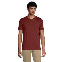 Men's Lands' End Supima Jersey Henley Top -Outdoor Clothing Sales 5747114 Rust Red