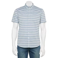 Men's Sonoma Goods For Life® Short Sleeve Perfect Length Button Down Shirt 17 Men's Sonoma Goods For Life® Short Sleeve Perfect Length Button Down Shirt -Outdoor Clothing Sales 5806004 Blue Heather Stripe