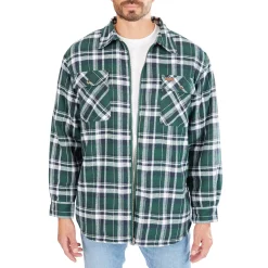 Men's Smith's Workwear Zip-Front Sherpa-Lined Flannel Shirt Jacket -Outdoor Clothing Sales 5869373 Hunter