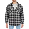 Men's Smith's Workwear Zip-Front Sherpa-Lined Flannel Shirt Jacket -Outdoor Clothing Sales 5869373 Stone Black