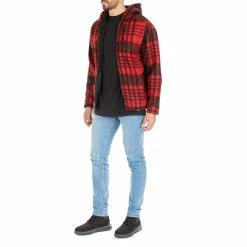 Men's Smith's Workwear Butter-Sherpa Lined Plaid Hooded Jacket -Outdoor Clothing Sales 5869374 ALT8