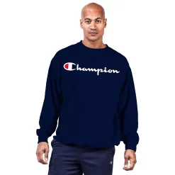 Big & Tall Champion® Script Fleece Crew Sweatshirt -Outdoor Clothing Sales 5910892 Dark Navy