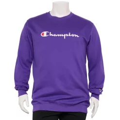 Big & Tall Champion® Script Fleece Crew Sweatshirt -Outdoor Clothing Sales 5910892 Purple