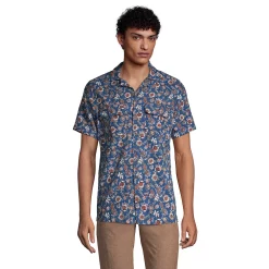 Men's Lands' End Linen Vacation Shirt -Outdoor Clothing Sales 5914194 Blue Etched Jacobean
