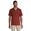 Men's Lands' End Linen Vacation Shirt -Outdoor Clothing Sales 5914194 Burgundy Red