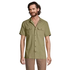 Men's Lands' End Linen Vacation Shirt -Outdoor Clothing Sales 5914194 Simply Olive