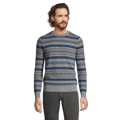 Men's Lands' End Fine Gauge Cashmere Sweater -Outdoor Clothing Sales 5914198 Slate Gray Fairisle